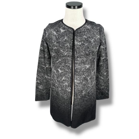 Eileen Fisher Felted Wool Sprinkle Open Front Jacket Women’s XS Gray Black Ombre - Picture 1 of 10